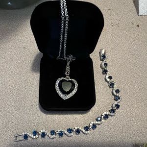 Beautiful Blue Bundle | Blue Heart of Ocean Necklace & Blue Infinity Bracelet